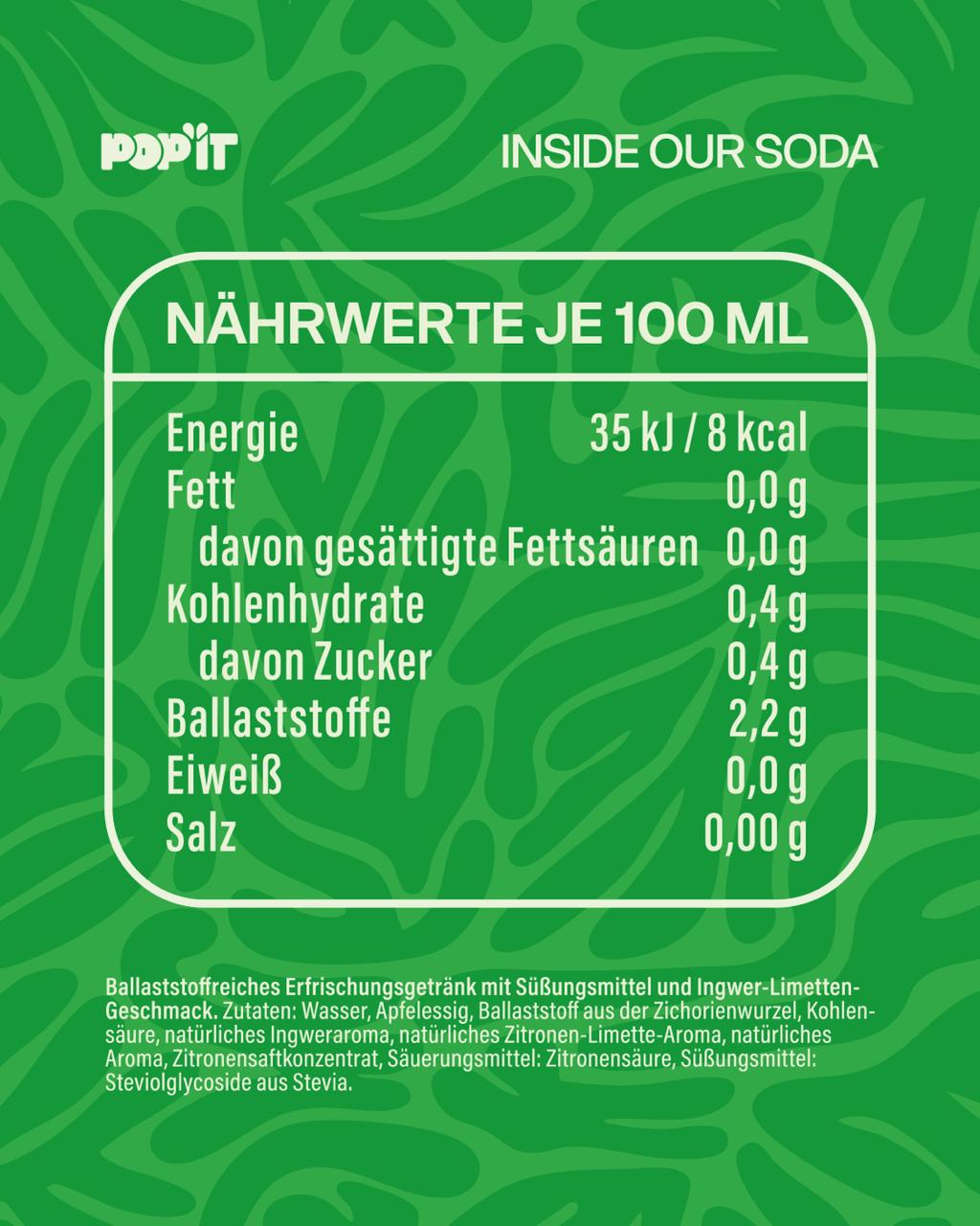 POP'IT GINGER-LIME      12 PACK zzgl. Pfand